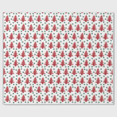 Craft Red Christmas Trees and Buttons Muster Geschenkpapier (Flach)