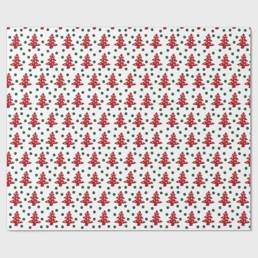 Craft Red Christmas Trees and Buttons Muster Geschenkpapier (Flach)