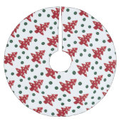 Craft Red Christmas Trees and Buttons Muster Polyester Weihnachtsbaumdecke (Vorderseite)
