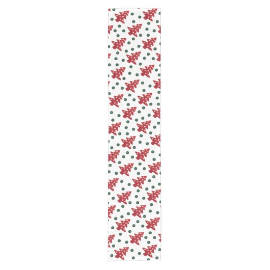 Craft Red Christmas Trees and Buttons Pattern Kurzer Tischläufer (Vorderseite)