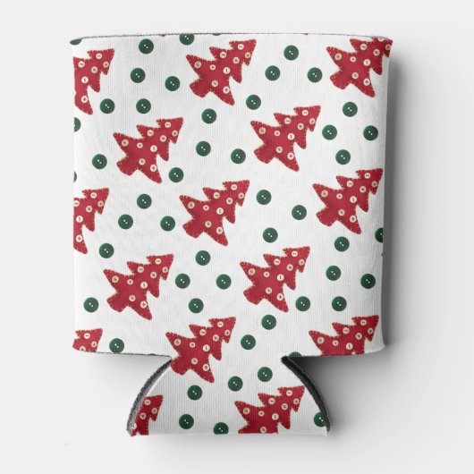 Craft Red Christmas Trees Button Baubles Dosenkühler (Vorderseite)