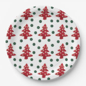 Craft Red Christmas Trees Button Baubles Pappteller (Vorderseite)