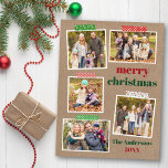 Craft Tape Frohe Weihnachten 5 Foto Kraft Postkarte<br><div class="desc">Craft Tape Frohe Weihnachten 5 Foto Collage Urlaub Postkarte. Rustikales Kraftpapier.</div>