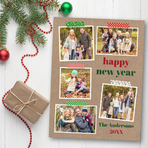 Craft Tape Happy New Year 5 Foto Kraft Postkarte