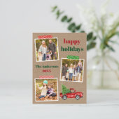 Craft Tape Red Truck Holiday Kraft Postkarte (Stehend Vorderseite)