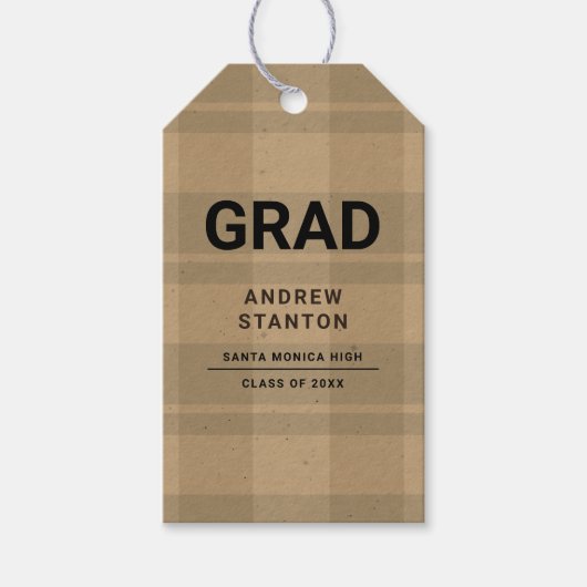 Craft Tartan Kariert Modern Simple Boy Abschluss Geschenkanhänger (Vorderseite)