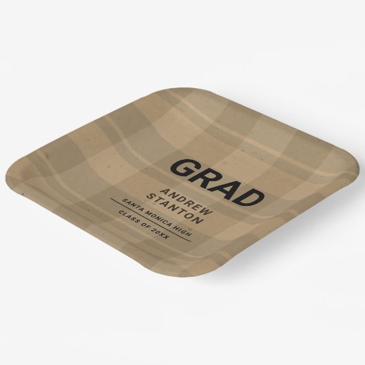 Craft Tartan Kariert Modern Simple Boy Abschluss Pappteller (Gewinkelt)