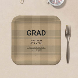 Craft Tartan Kariert Modern Simple Boy Abschluss Pappteller