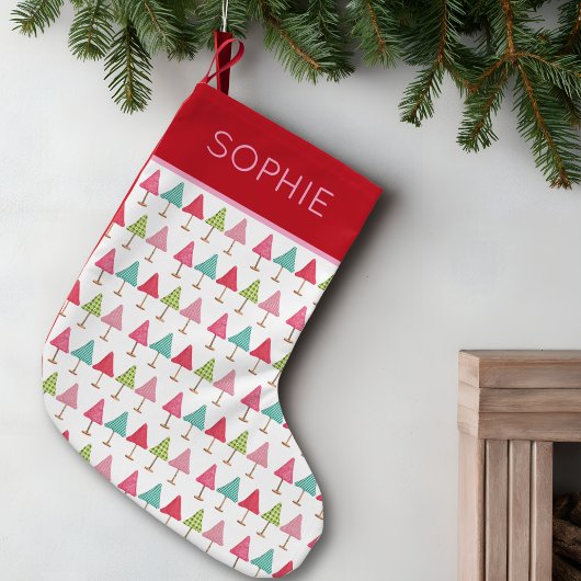 Crafted Fabric Christmas Trees – Pink Red Green Kleiner Weihnachtsstrumpf