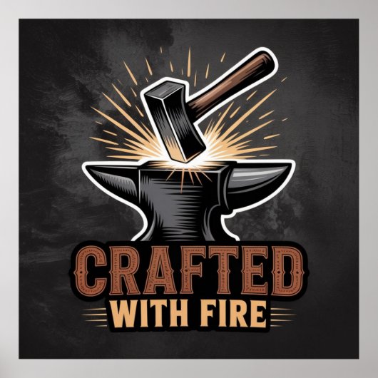 Crafted With Fire – Rustic Artisan  Poster (Vorne)
