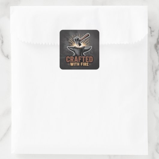 Crafted With Fire – Rustic Artisan Sticker (Tasche)