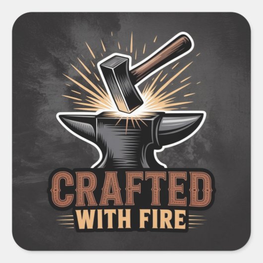 Crafted With Fire – Rustic Artisan Sticker (Vorderseite)