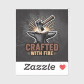 Crafted With Fire – Rustic Artisan Sticker (Blatt)