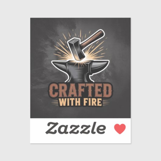 Crafted With Fire – Rustic Artisan Sticker (Blatt)