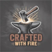 Crafted With Fire – Rustic Artisan Sticker (Vorderseite)