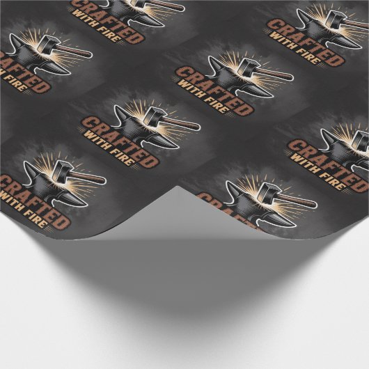 Crafted With Fire – Rustic Artisan Sticker Geschenkpapier (Ecke)
