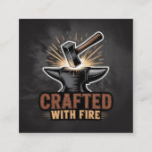 Crafted With Fire – Rustic Artisan Sticker Quadratische Visitenkarte (Vorderseite)