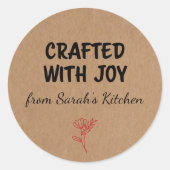 Crafted With Joy Kraft Personalized  Runder Aufkleber (Vorderseite)
