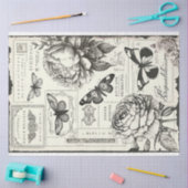 Crafter Large Vintag Peony Butterfly Schwarz-weiß Seidenpapier (Basteln)