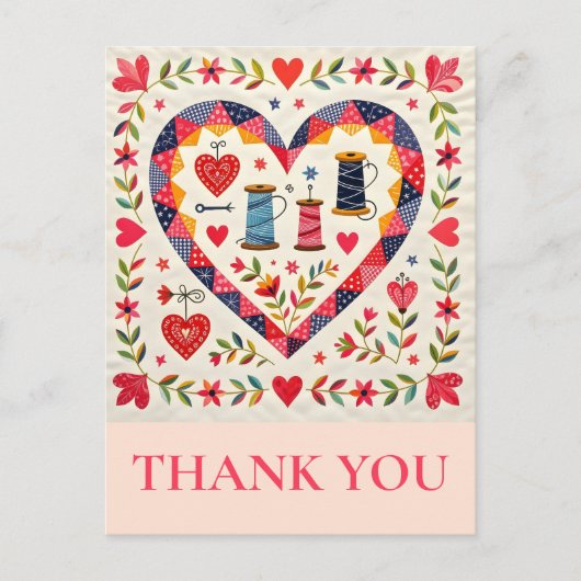 Crafter Quilting Sewing Thank you Postkarte (Vorderseite)