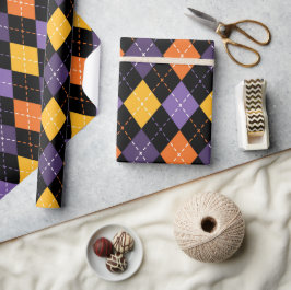 Crafty Black und Orange Halloween Stitching Geschenkpapier