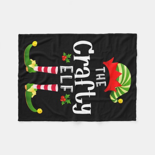 Crafty Christmas Elf Matching Pajama X-mas Party Fleecedecke (Vorderseite (Horizontal))