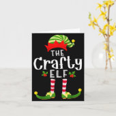Crafty Christmas Elf Matching Pajama X-mas Party Karte (Gelbe Blume)