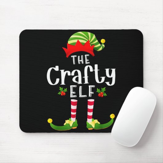 Crafty Christmas Elf Matching Pajama X-mas Party Mousepad (Mit Mouse)