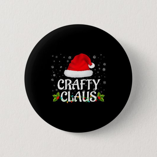 Crafty Claus Christmas Lights Santa Pajama Family Button (Vorderseite)