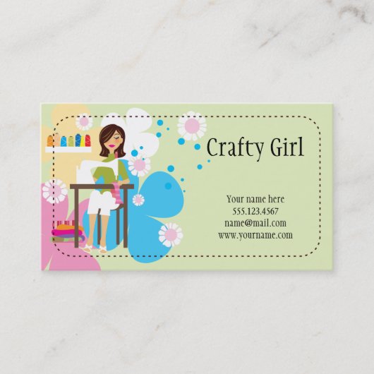 Crafty Girl Business Card Visitenkarte (Vorderseite)
