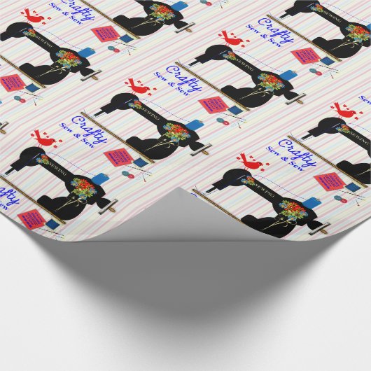 Crafty Näh- und Nähmaschine, Vintag Geschenkpapier (Ecke)