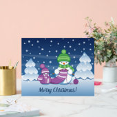 Crafty Snowman Knitting Scarf Acrylschild (Hochzeit)