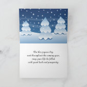 Crafty Snowman Knitting Scarf Feiertagskarte (Innenseite)