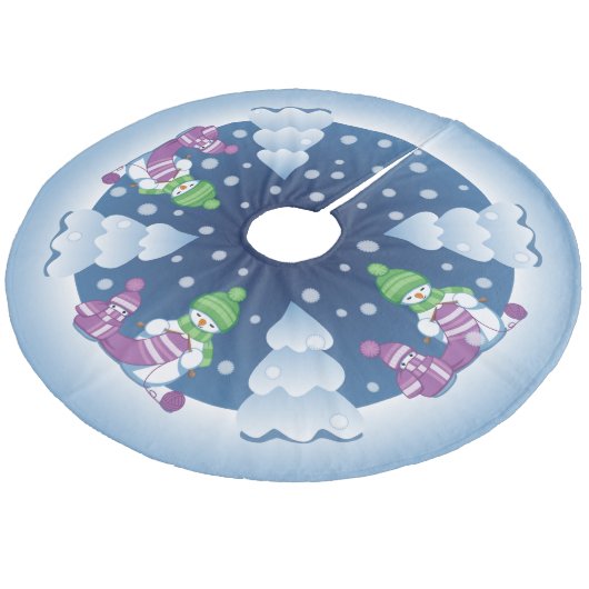 Crafty Snowman Knitting Scarf Fleece Weihnachtsbaumdecke (Schrägansicht)