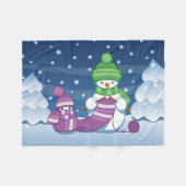 Crafty Snowman Knitting Scarf Fleecedecke (Vorderseite (Horizontal))