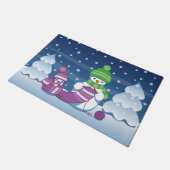 Crafty Snowman Knitting Scarf Fußmatte (Schrägansicht)