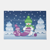 Crafty Snowman Knitting Scarf Fußmatte (Vorderseite)