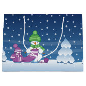 Crafty Snowman Knitting Scarf Große Geschenktüte (Vorderseite)