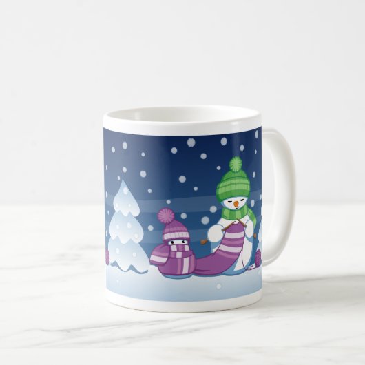 Crafty Snowman Knitting Scarf Kaffeetasse (VorderseiteRechts)