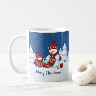 Crafty Snowman Knitting Scarf Kaffeetasse