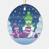 Crafty Snowman Knitting Scarf Keramik Ornament (Links)