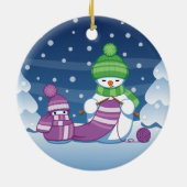Crafty Snowman Knitting Scarf Keramik Ornament (Hinten)
