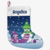 Crafty Snowman Knitting Scarf Kleiner Weihnachtsstrumpf (Vorderseite)