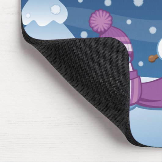Crafty Snowman Knitting Scarf Mousepad (Ecke)