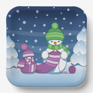 Crafty Snowman Knitting Scarf Pappteller