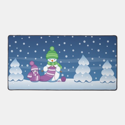 Crafty Snowman Knitting Scarf Schreibtischunterlage (Vorderseite)