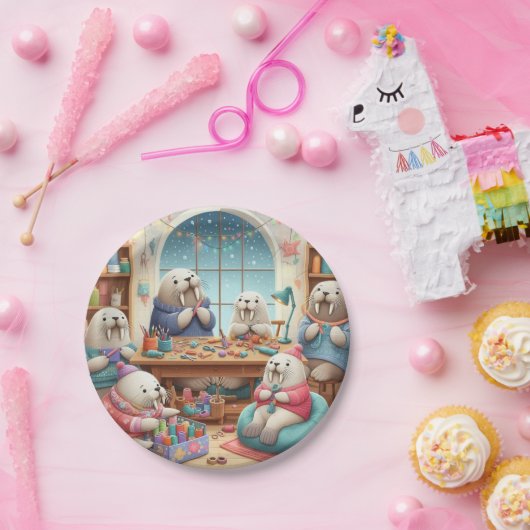 Crafty Walrus Birthday Bash Tellers Pappteller (Party)