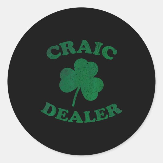 Craic Er Funny St. Patrick's Day Shamrock Tee Runder Aufkleber (Vorderseite)