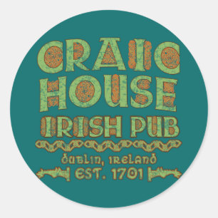 CRAIC HAUS-IRISCHE KNEIPE Dublin Est 1701 Runder Aufkleber