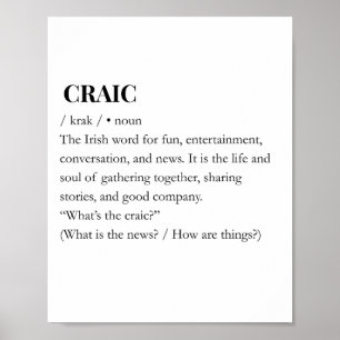 CRAIC: Moderne Irische Craic-Spaß-Bedeutungsgrafik Poster
